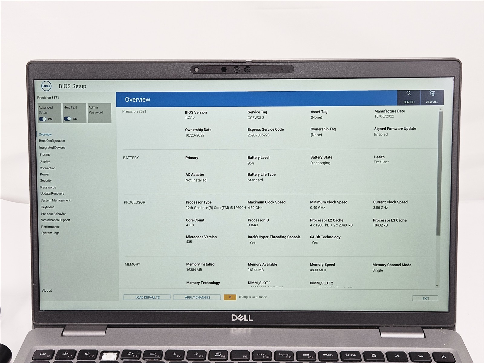 Dell 15.6″ Precision 3571 Intel Core i5-12600H 16GB 256GB SSD No OS