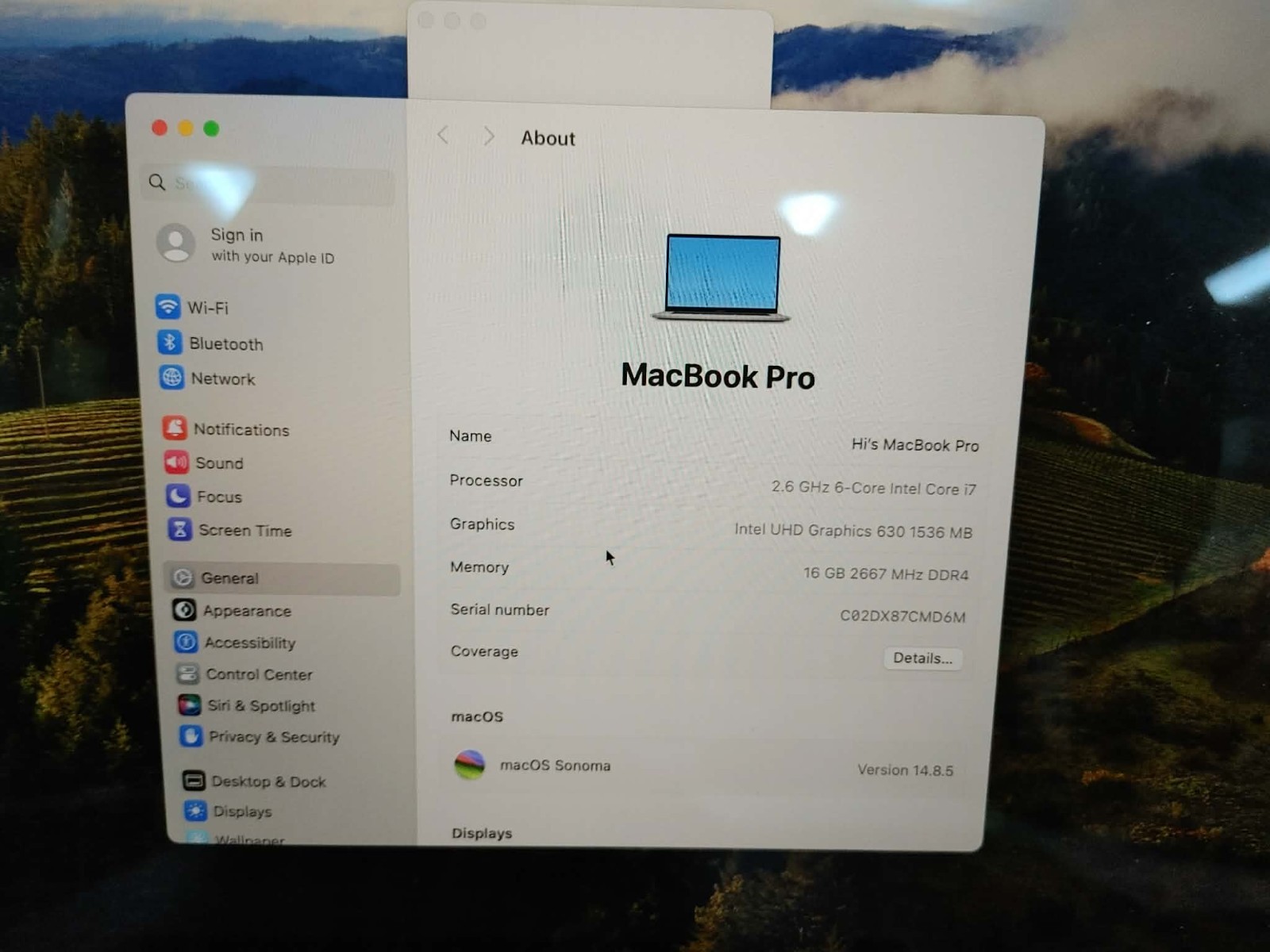 Apple A2141 16inch Intel i7-9750H 2.60GHz 16GB DDR4 500GB Intel UHD Graphics 630