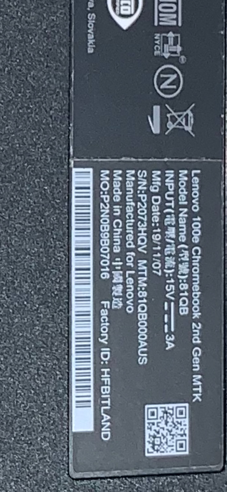 Lenovo 100e Chromebook 2nd Gen MTK 16GB – Tested & Working