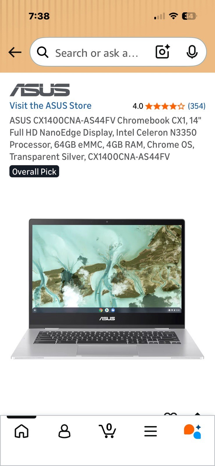 ASUS CX1400CNA-AS44FV Chromebook CX1, 14″ Full HD NanoEdge Display, Inte