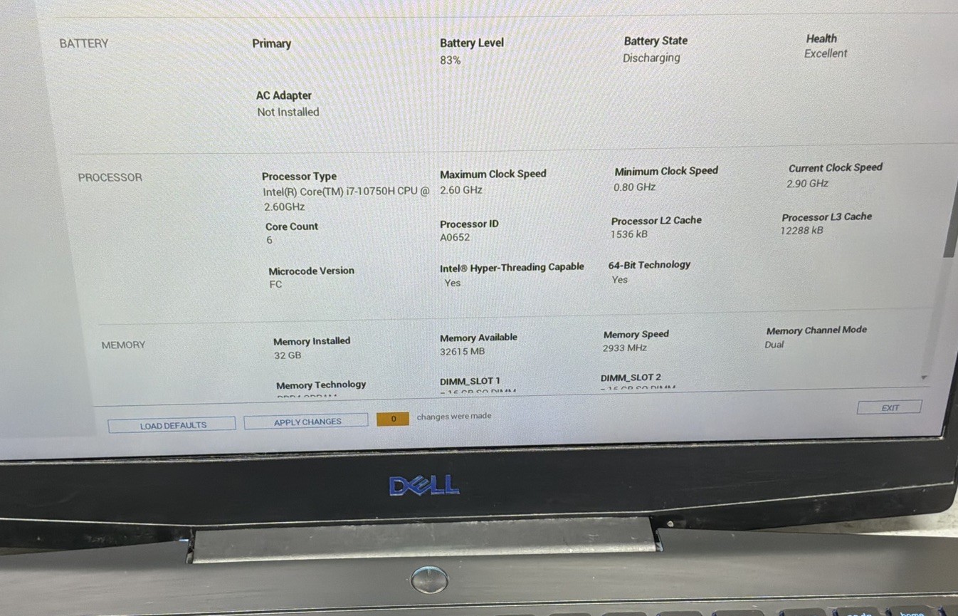 Dell G3 15 3500 15.6″ Intel i7-10750H 2.6GHz 32GB RAM 1TB SSD Nvidia GTX 1650
