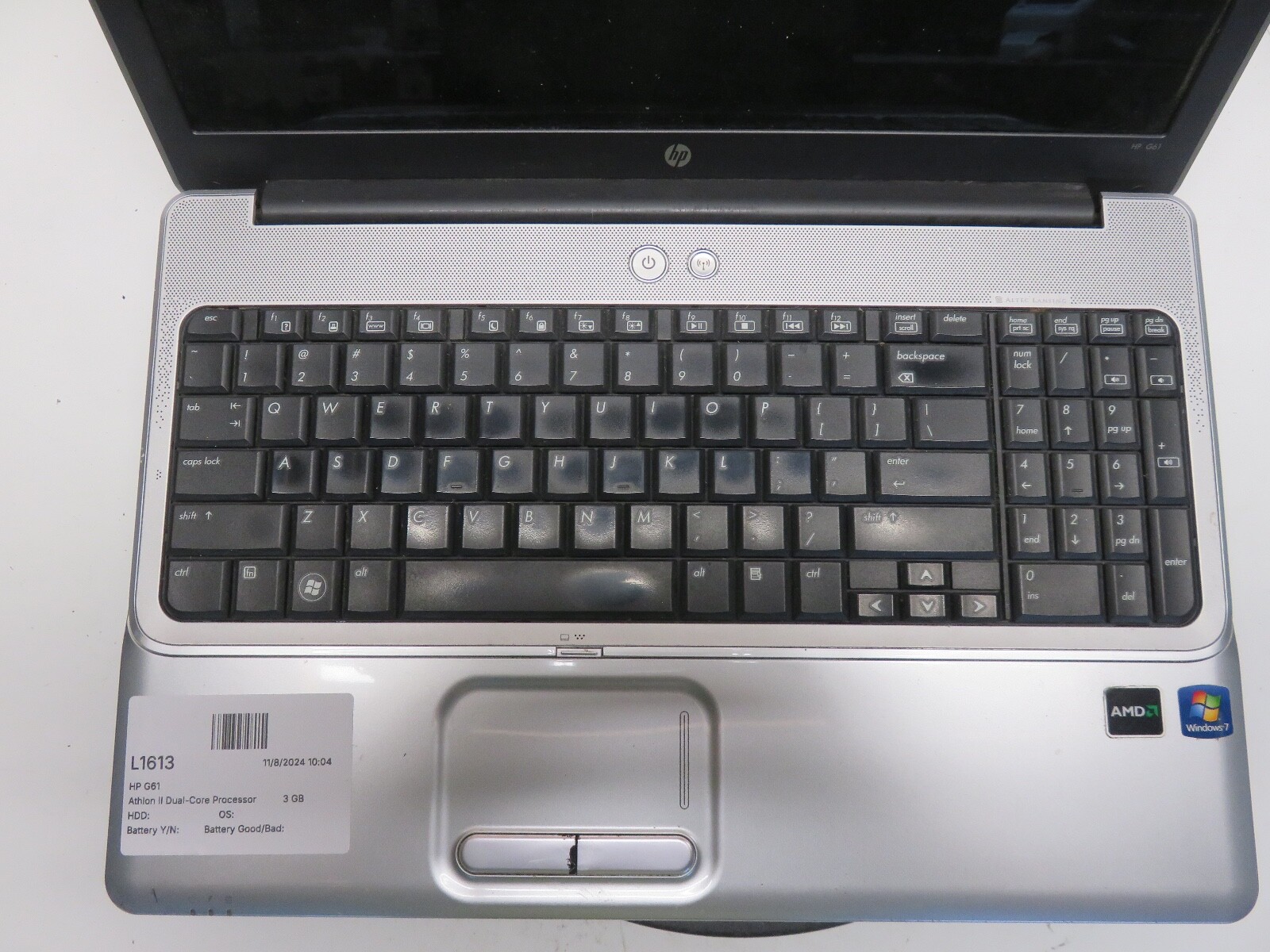 HP G61 Athlon II Dual-Core Processor M300 2GHz 3 GB NO HDD No Batt