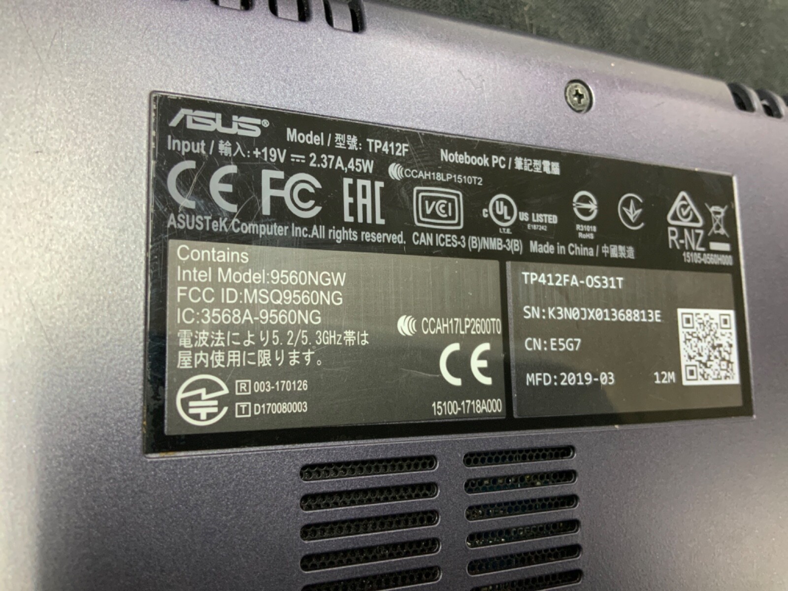 ASUS TP412F7 14″ i3-8145U 2.10GHz 4GB DDR4 128GB SSD Win 10