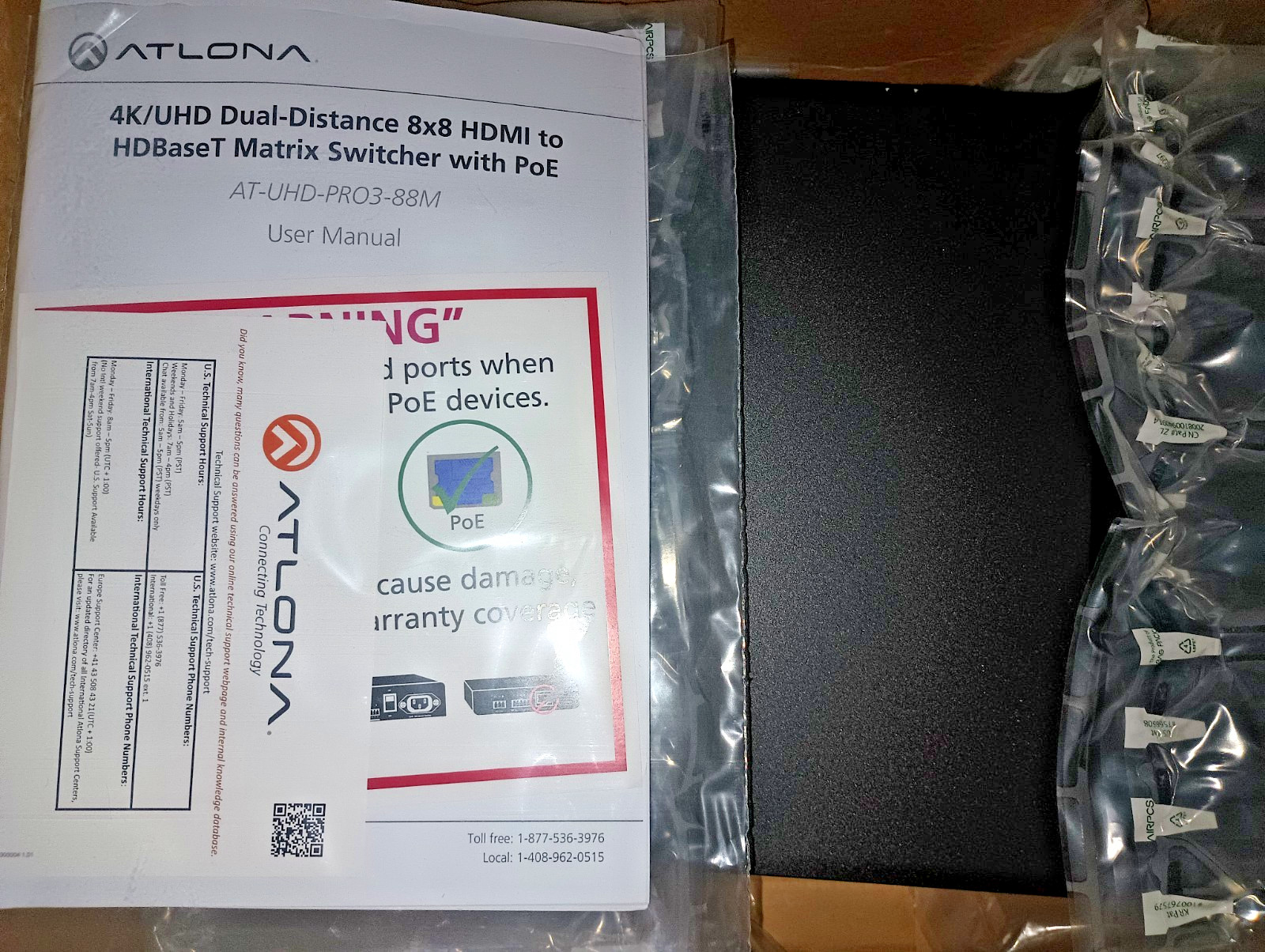 Atlona AT-UHD-PRO3-88M 4K/UHD 8X8 HDMI to HDBaseT Matrix Switcher With Rack Ears