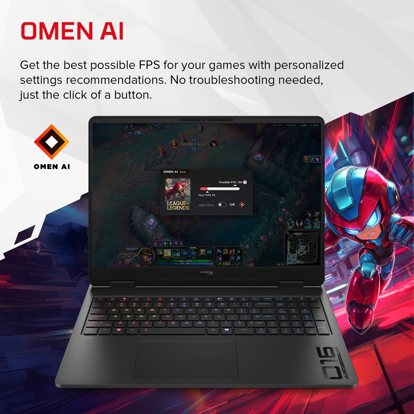 HyperX – OMEN 16″ 165Hz 2K Gaming Laptop – Intel Core Ultra 7 356H (2026) – 1…