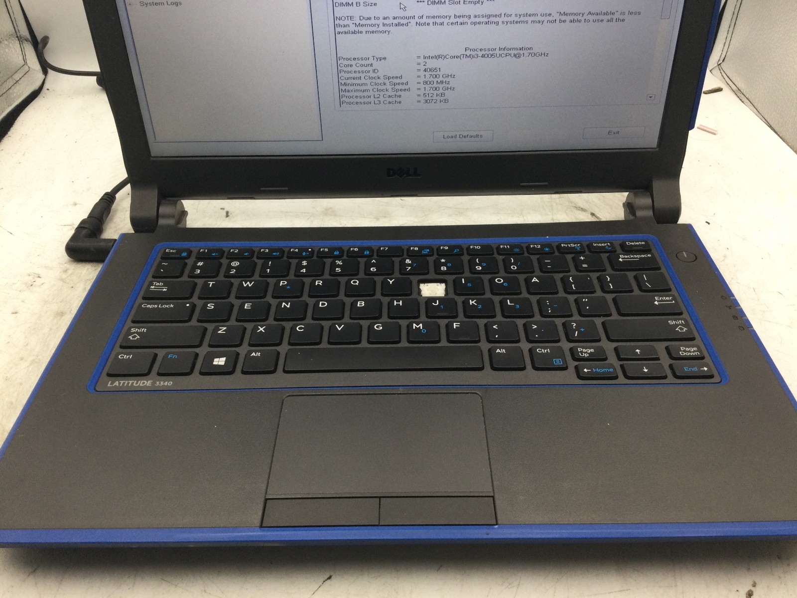 DELL LATITUDE 3340 – BOOTS TO BIOS – INTEL I3 4005 – 4GB RAM -13″- READ DESC-BB