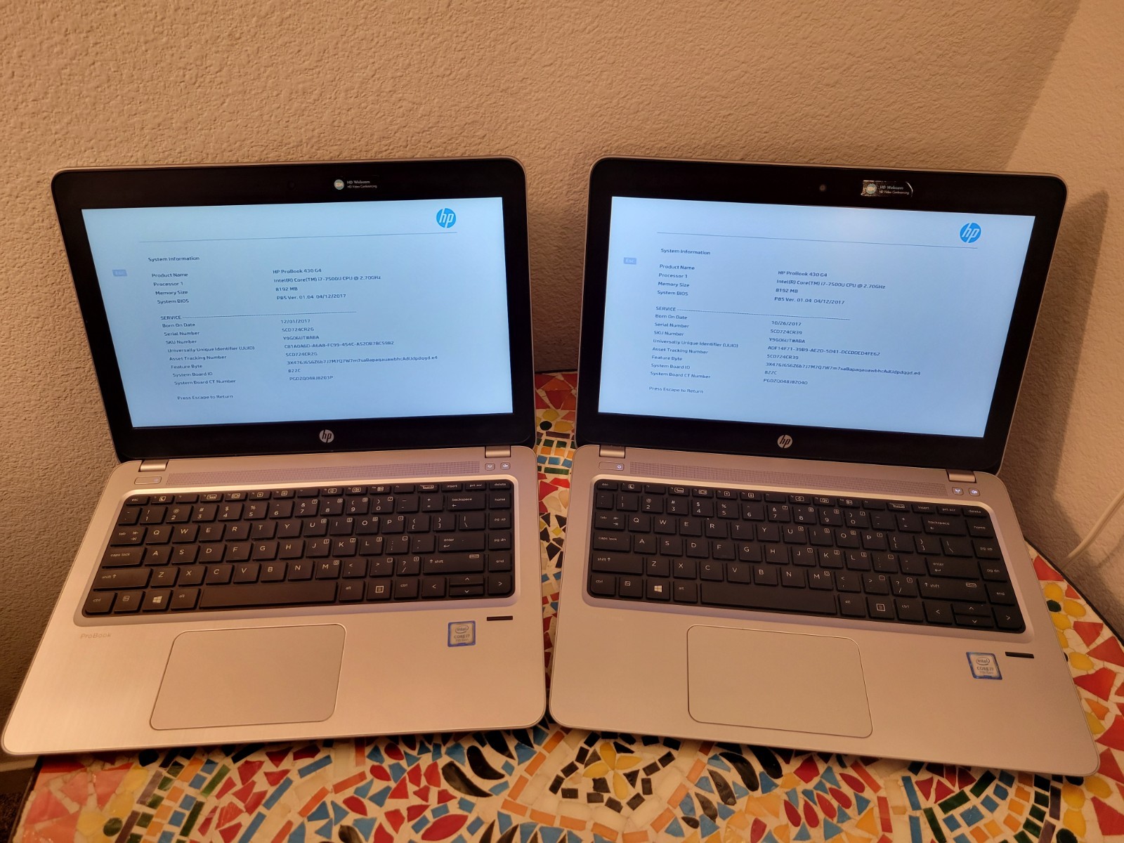 (Lot of 2) HP PROBOOK 430 G4 Intel Core i7-7500U @2.70GHz – 8GB RAM – No HDD/OS