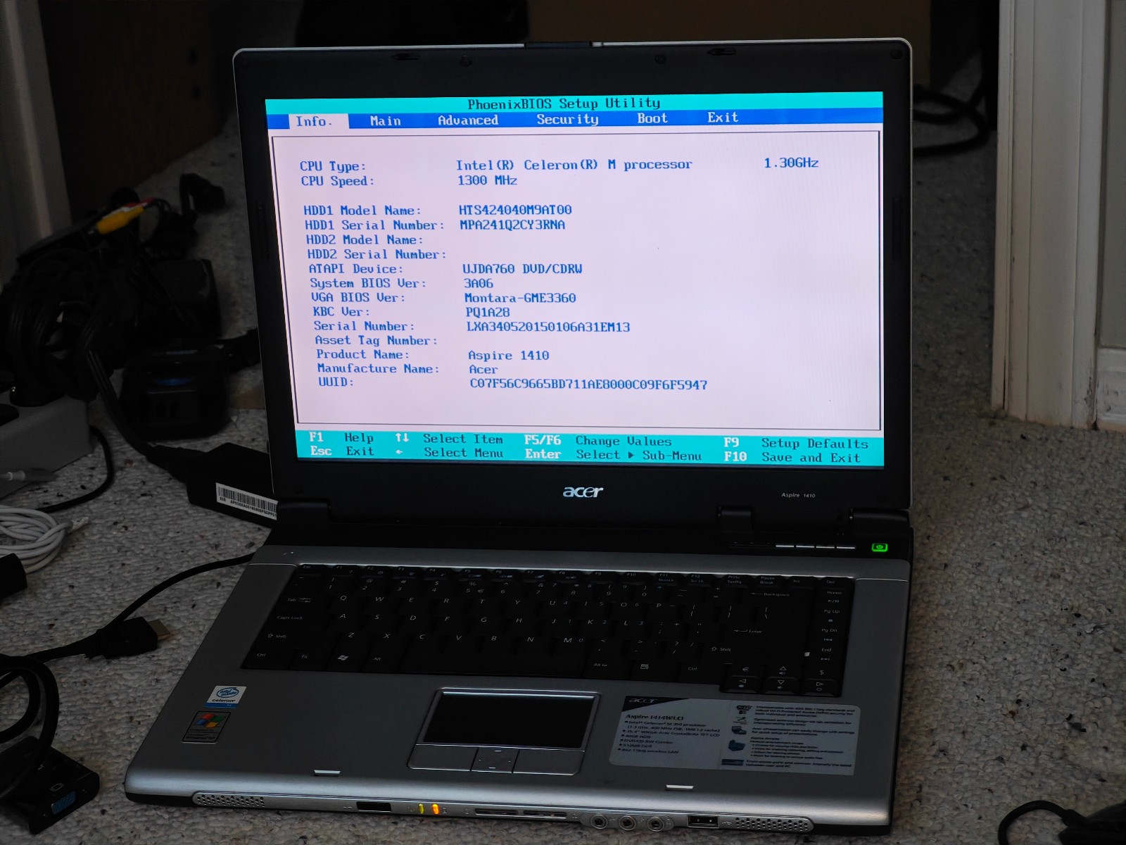 Acer Aspire 1414WLCi ZL1 1410 – 40GB HDD, 512MB RAM, Intel Celeron M, Win XP