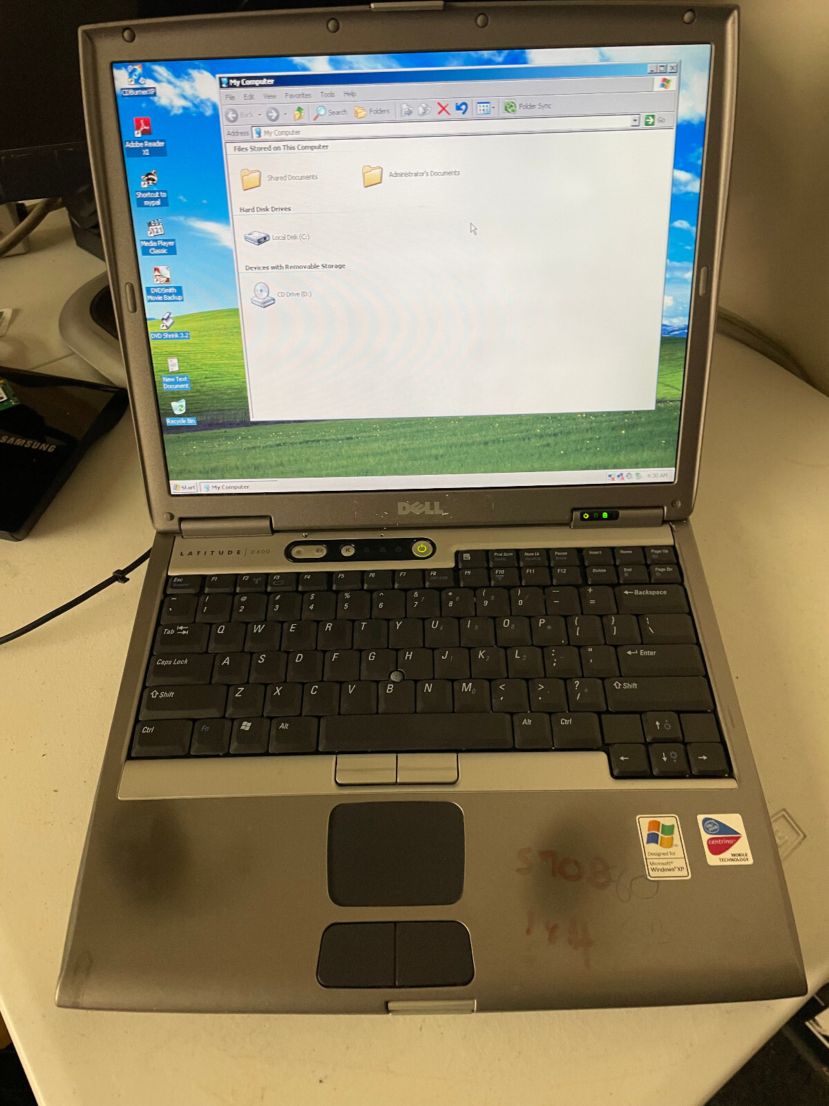 Dell Latitude D600 512MB RAM 80GB HDD Serial Parallel Port DVD Win XP #570B(3)