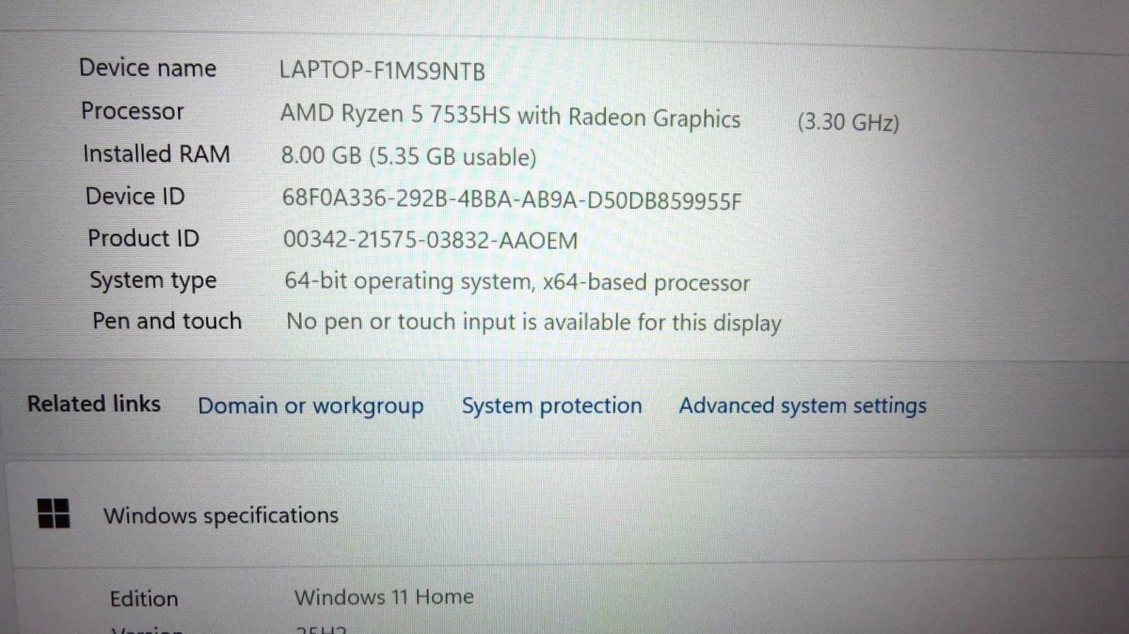 Lenovo ThinkBook 14 G7 ARP 14″ Ryzen 5 3.30GHz 8GB RAM 256GB SSD Win 11 Laptop