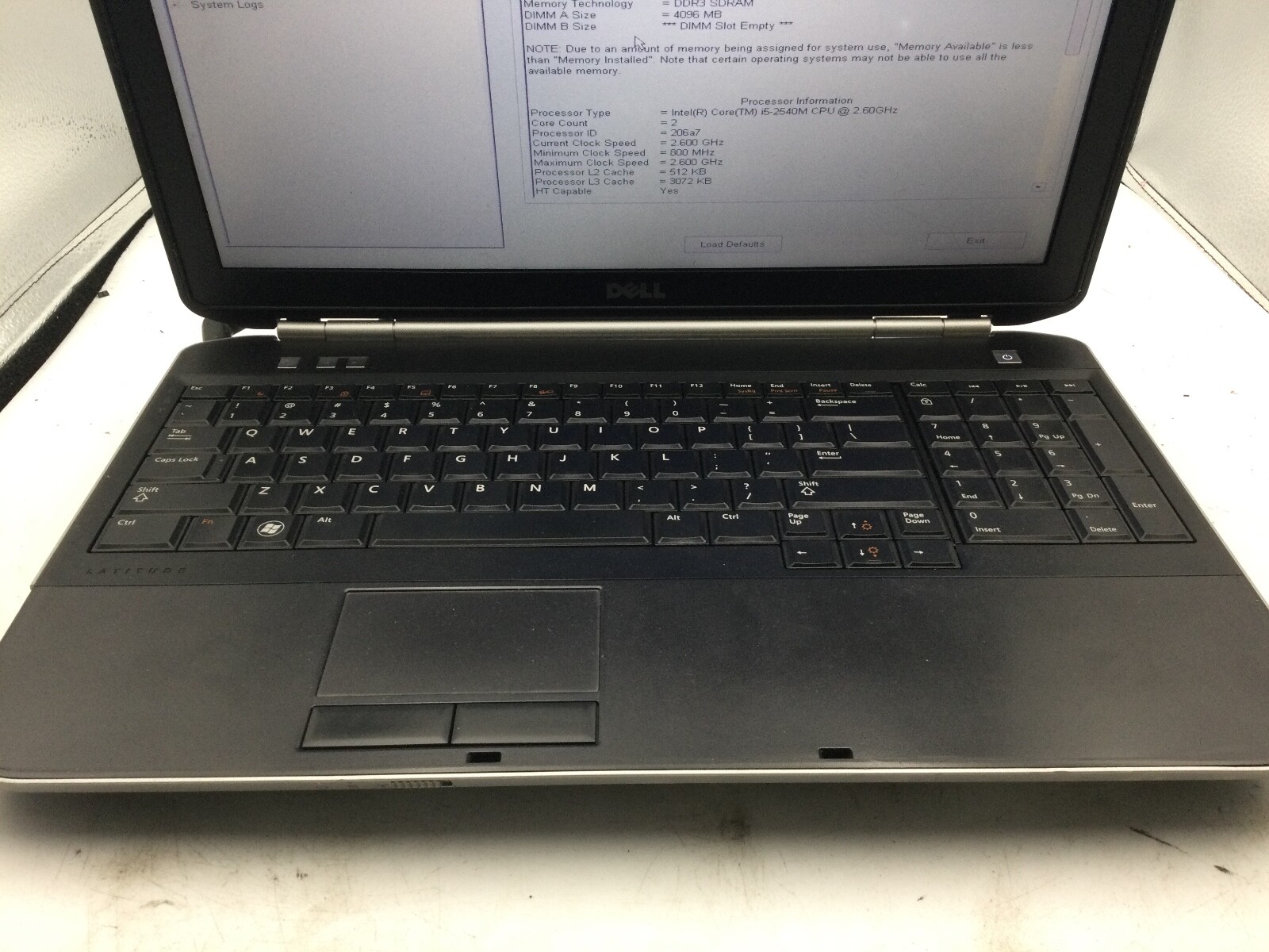 DELL LATITUDE E5520 – BOOTS TO BIOS – INTEL I5 2540 – NO RAM – 15″ – READ – BB!