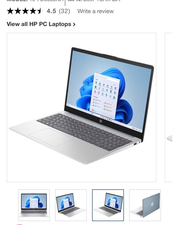 HP 16″ Touchscreen Notebook Intel Core i3-N305 8GB RAM 256GB SSD Moonlight Blue