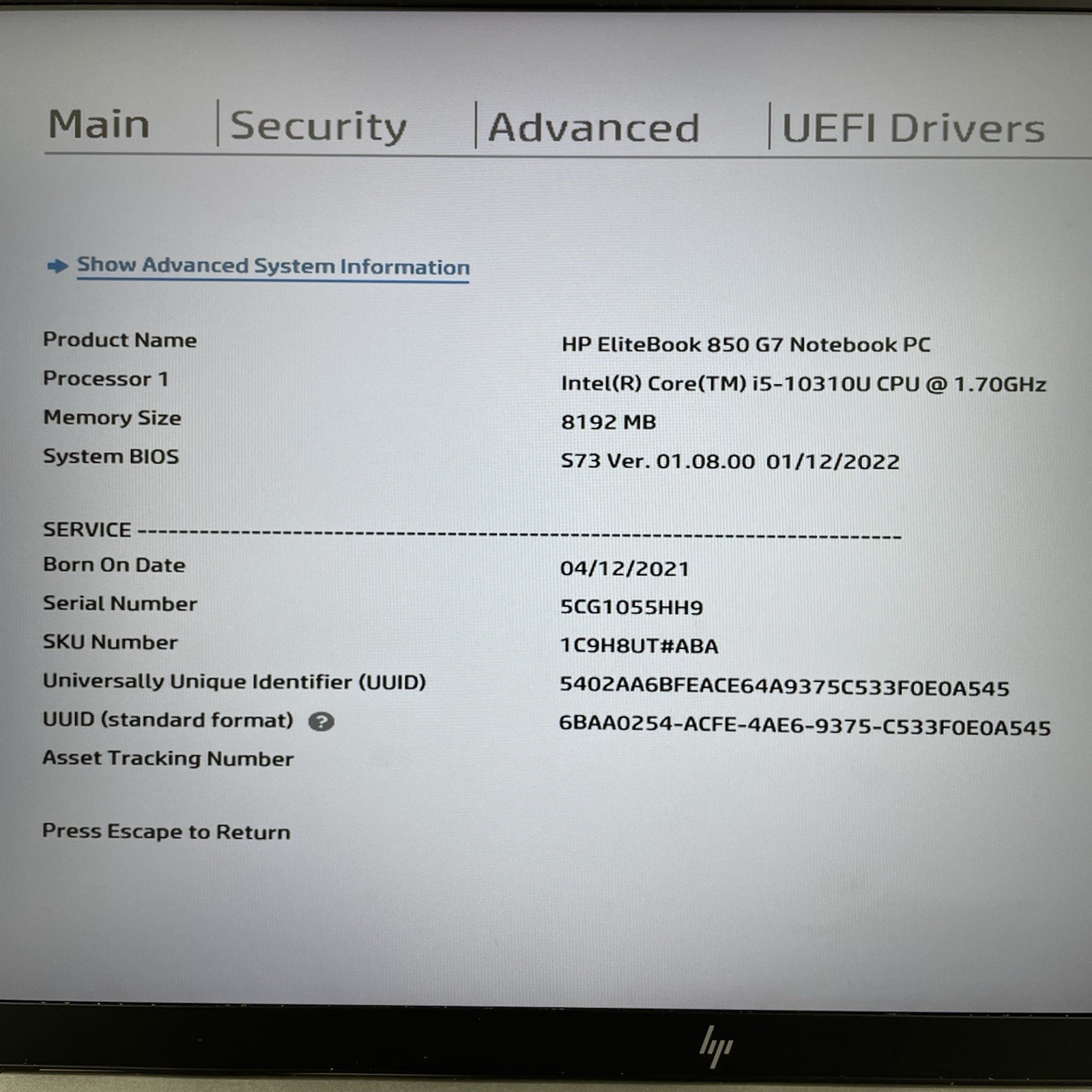 HP EliteBook 850 G7 15.6″ i5-10310U 1.70 GHz 8 GB RAM No SSD/OS/AC – Bad Corner