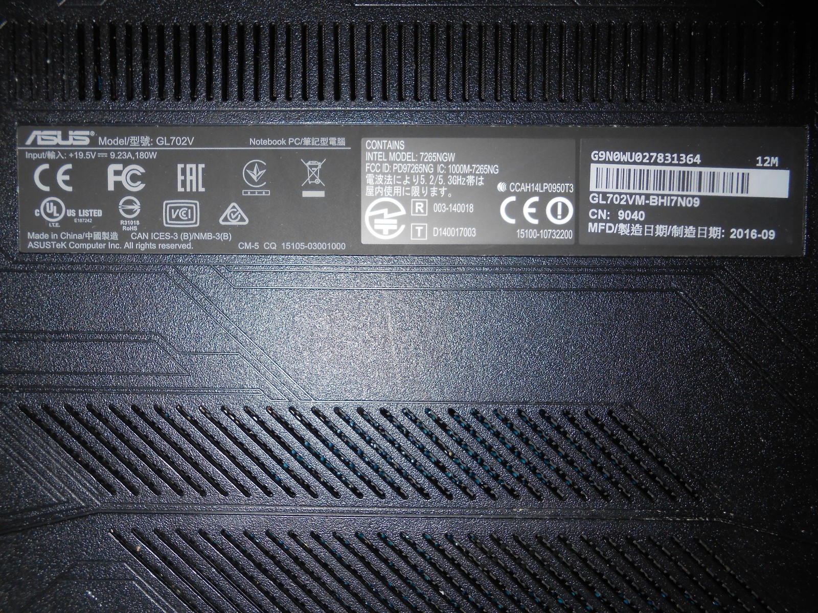 ASUS ROG Strix GL702V Gaming Laptop AS IS need repair