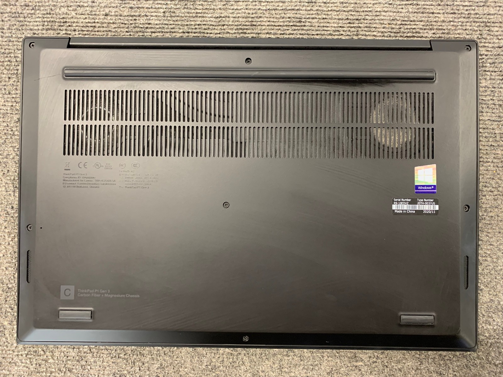 Lenovo ThinkPad P1 Gen 3 4K 15.6″ Laptop i7-10750H 32GB RAM 1TB NVMe, As Is