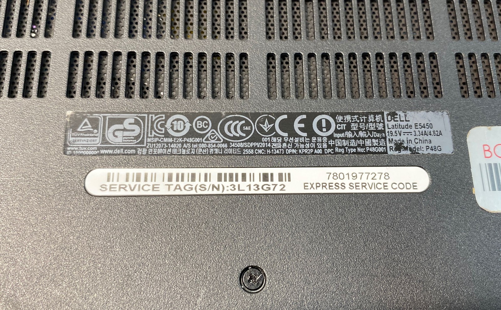 Dell Latitude E5450 14″ Laptop Intel For Parts No HDD No OS