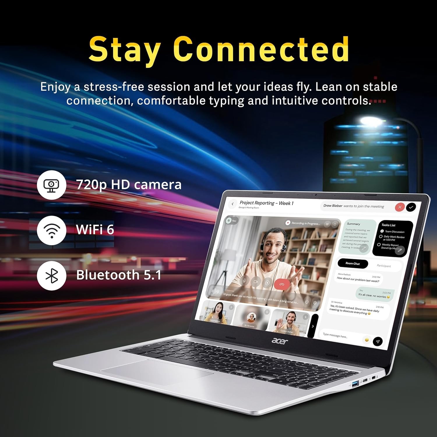 🔥 BRAND NEW🔥Acer Chromebook 15.6″ Quad-Core N6000 4GB 128GB eMMC Chrome Sleeve