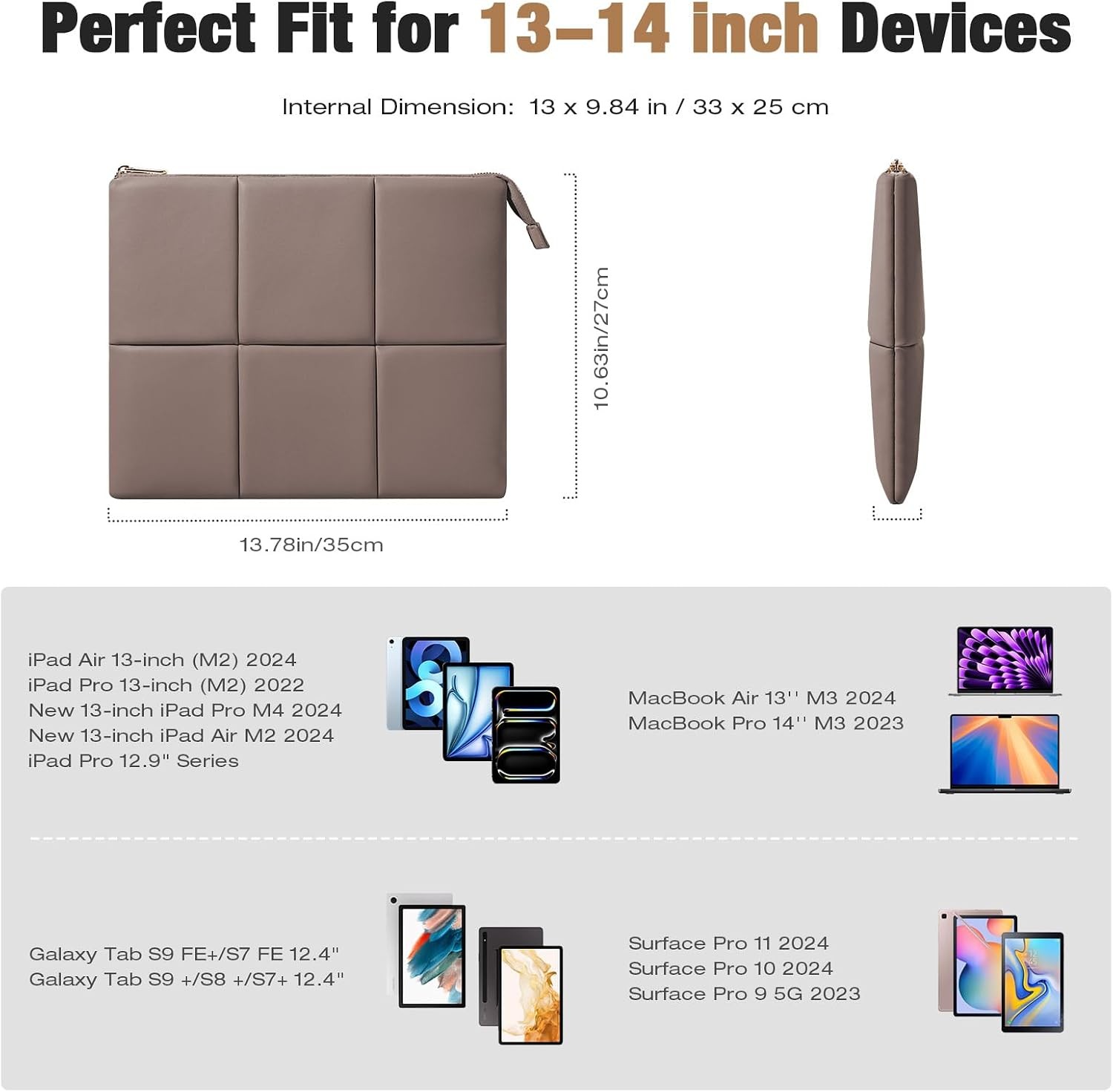 13.3-14 Inch PU Leather Laptop Sleeve Fit with New Mac Neo 13″, Mac Air 13” M5