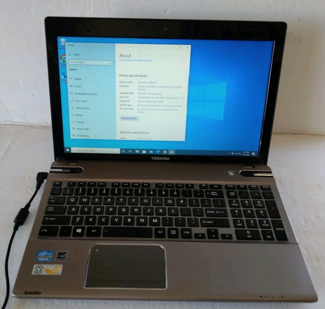 TOSHIBA SATELLITE P855-S5102 INTEL CORE i5-3230M 2.60 GHz 8GB 500GB WIN 10 PRO