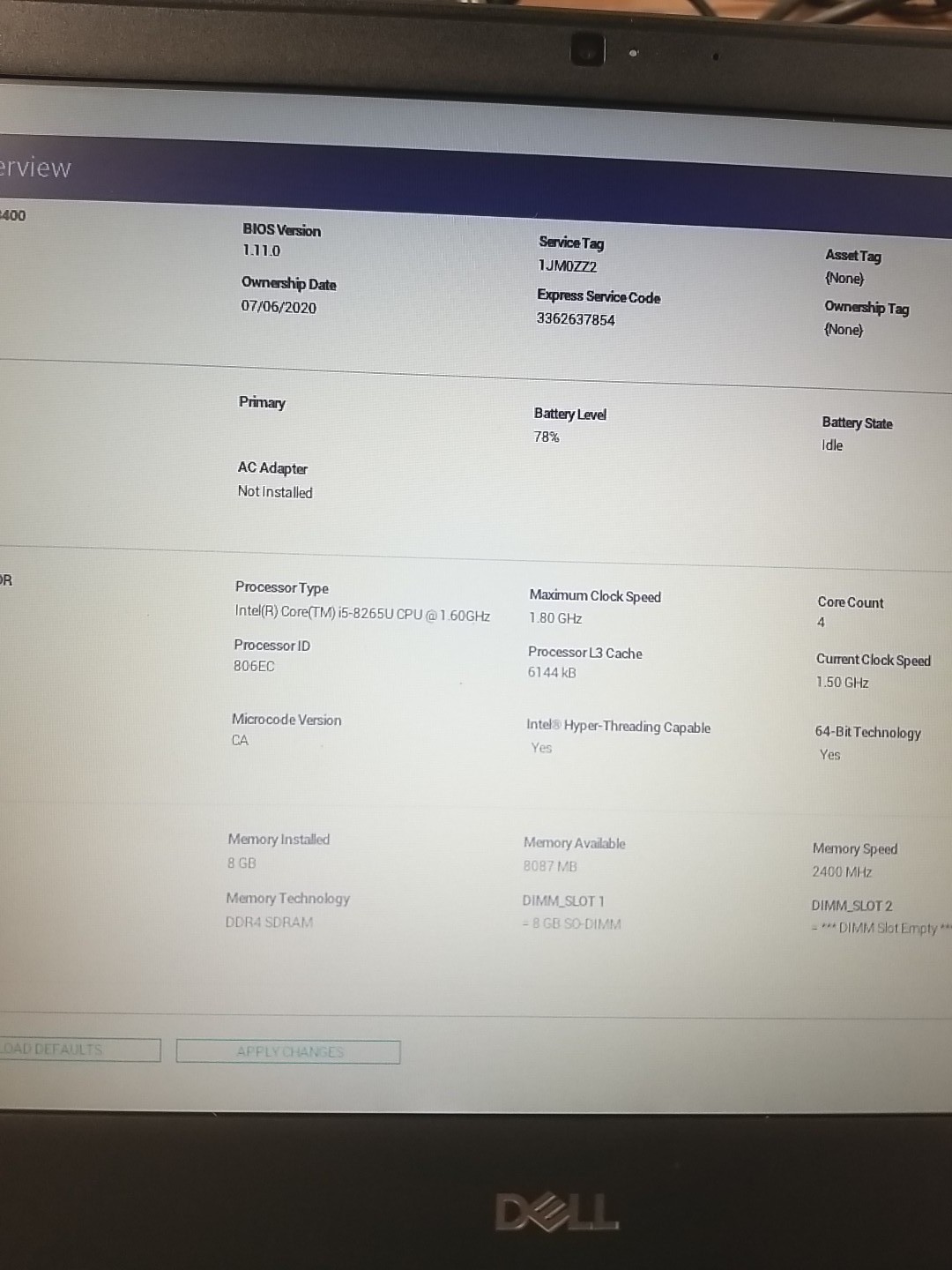 Dell Latitude 3400 14″ (i5-8265U 1.80GHZ, 8GB RAM – 256GB SSD