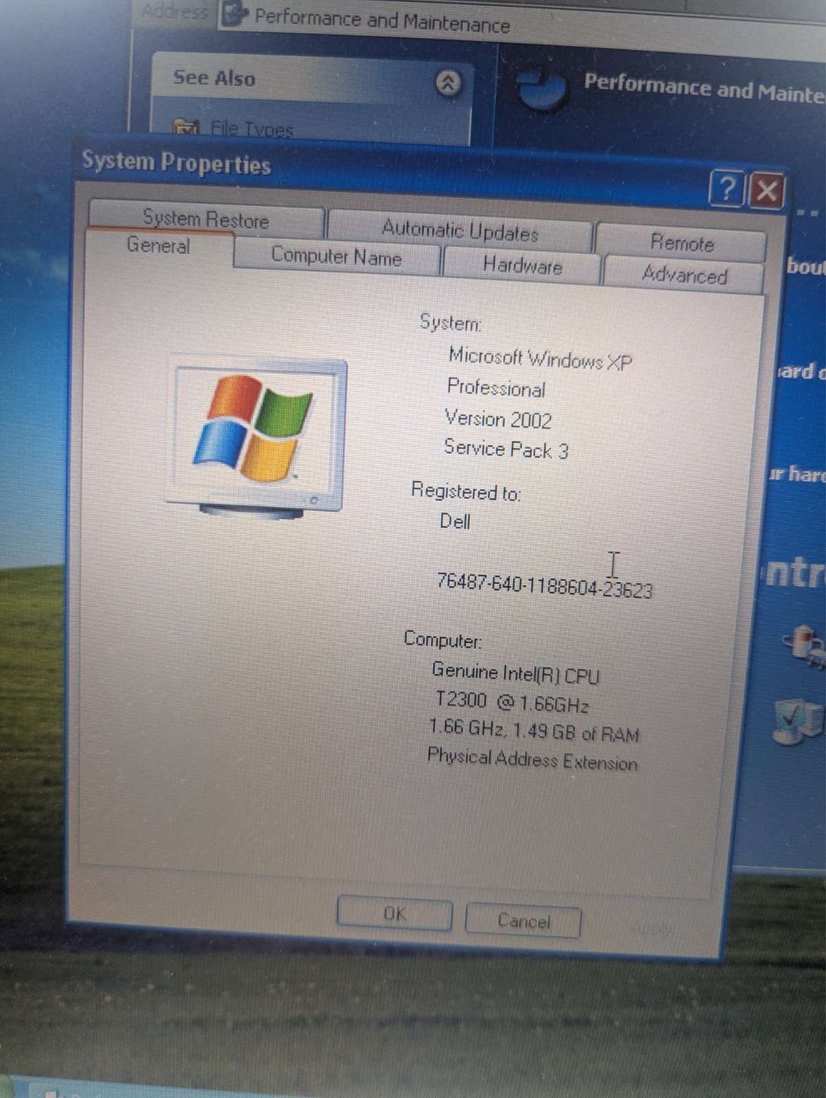 Dell Inspiron E1405 Intel T2350 Core 2 Duo 1.66GHz 2GB Ram, 80GB HD DVD Win XP 3