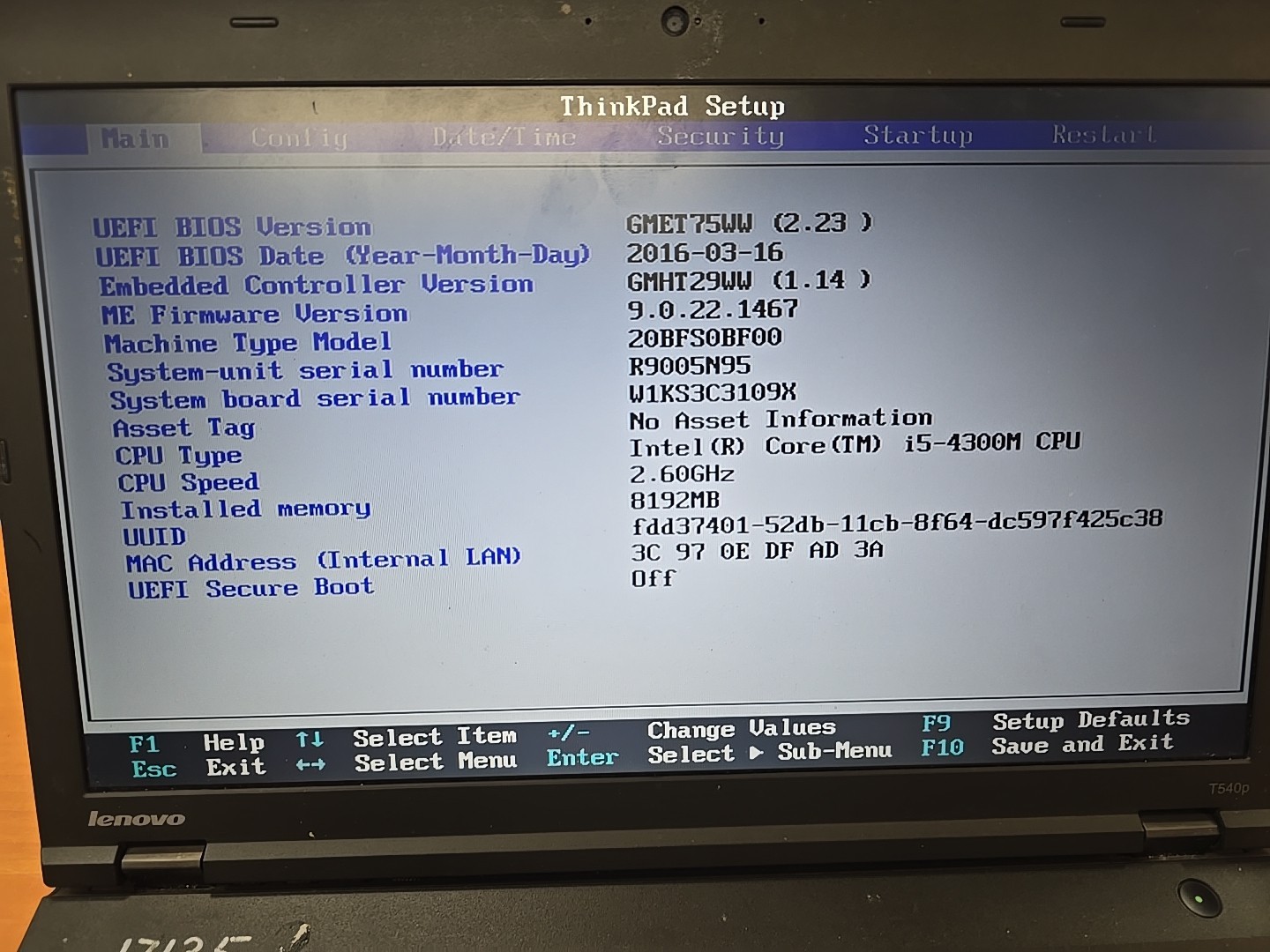 Lenovo ThinkPad T540P Intel Core i5-4300M For Parts/Repair AS IS No Returns