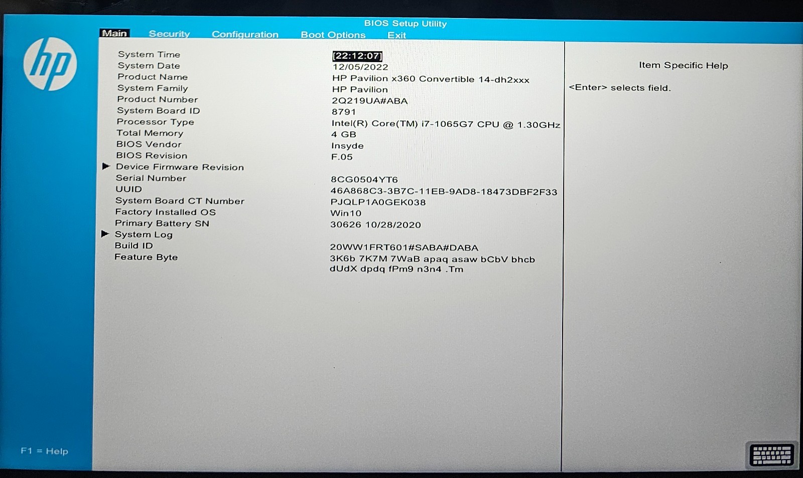 HP PAVILION X360 14-DH2034NR Laptop Intel i7-1065G7 4GB Ram NO HD/OS (FL)
