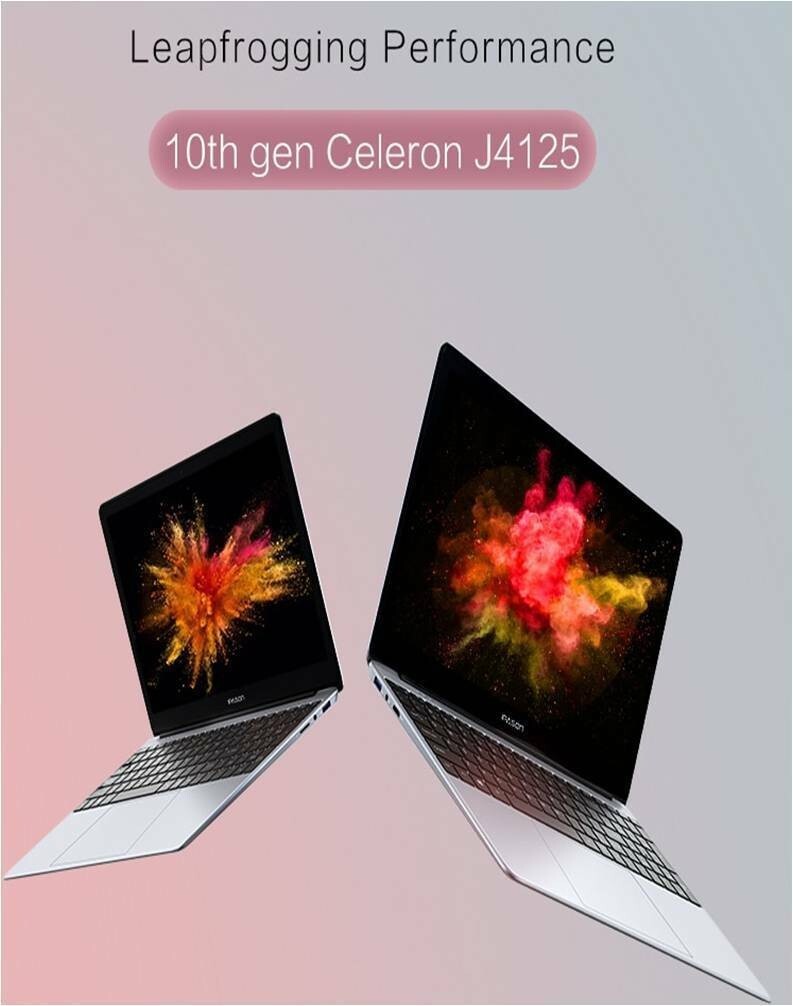 15.6″ IPS Quad-Core J4125 Notebook 12 GB RAM Slim Ultrabook Office Laptop