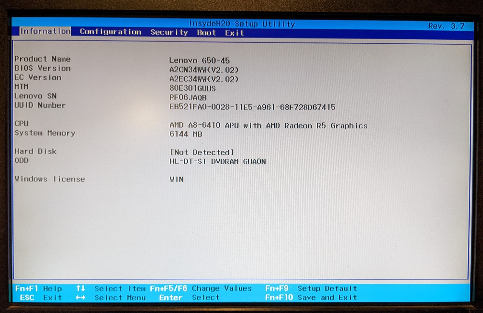 Lenovo G50-45 80E3 Laptop Broken screen No HDD NO AC AMD A8-6410 2.00GHz 6GB RAM