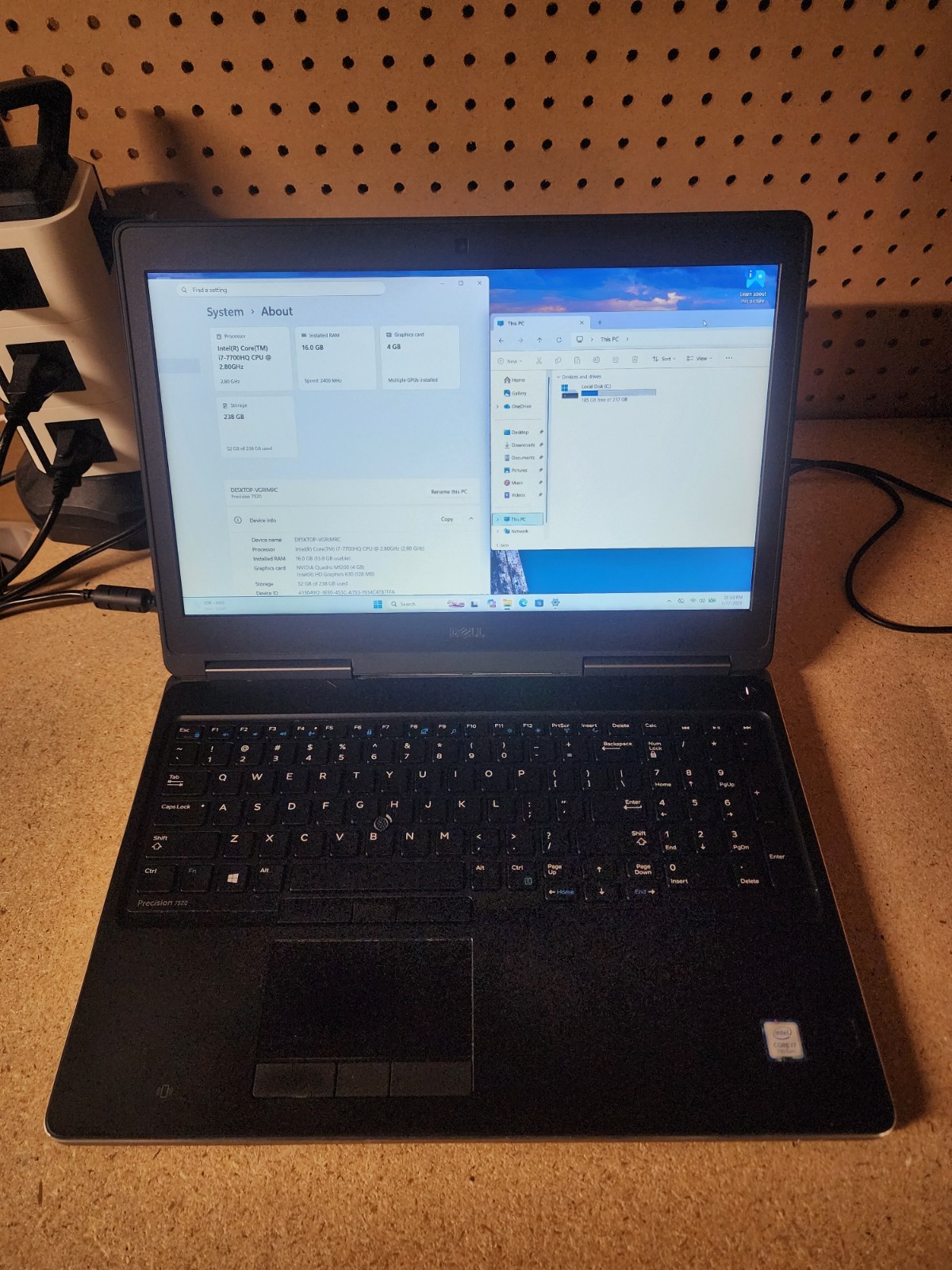 Dell Precision 7520 i7-7700HQ 2.8GHz 16GB RAM 256GB SSD Win 11 Pro Quadro M1200