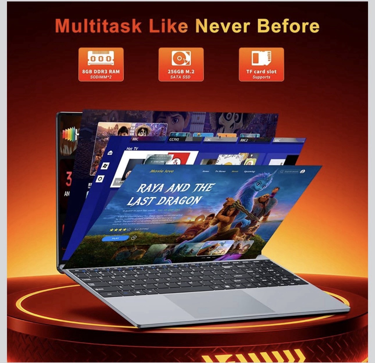 2026 15.6″ IPS 1080P Laptop Core M3-6Y30 CPU, 8GB RAM 256GB SSD, Win 11/Office
