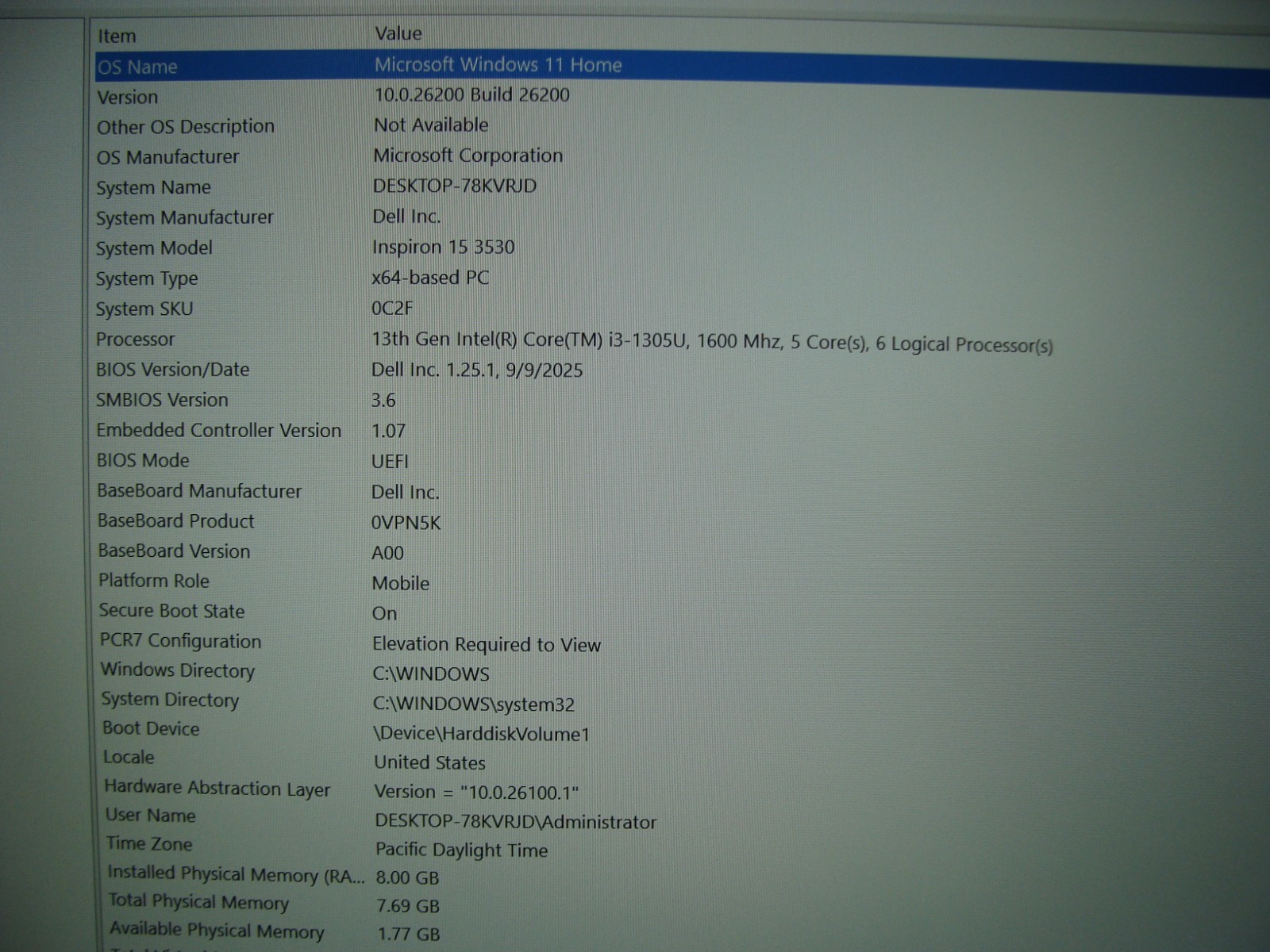 2025 Dell Inspiron 15 3530 15.6″FHD 120hz i3-1305U 1.6GHz 8GB 512GB W11H +PA