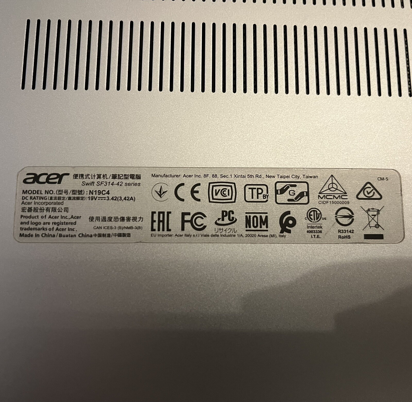 Ryzen 5 4500u 14” Silver Acer Laptop