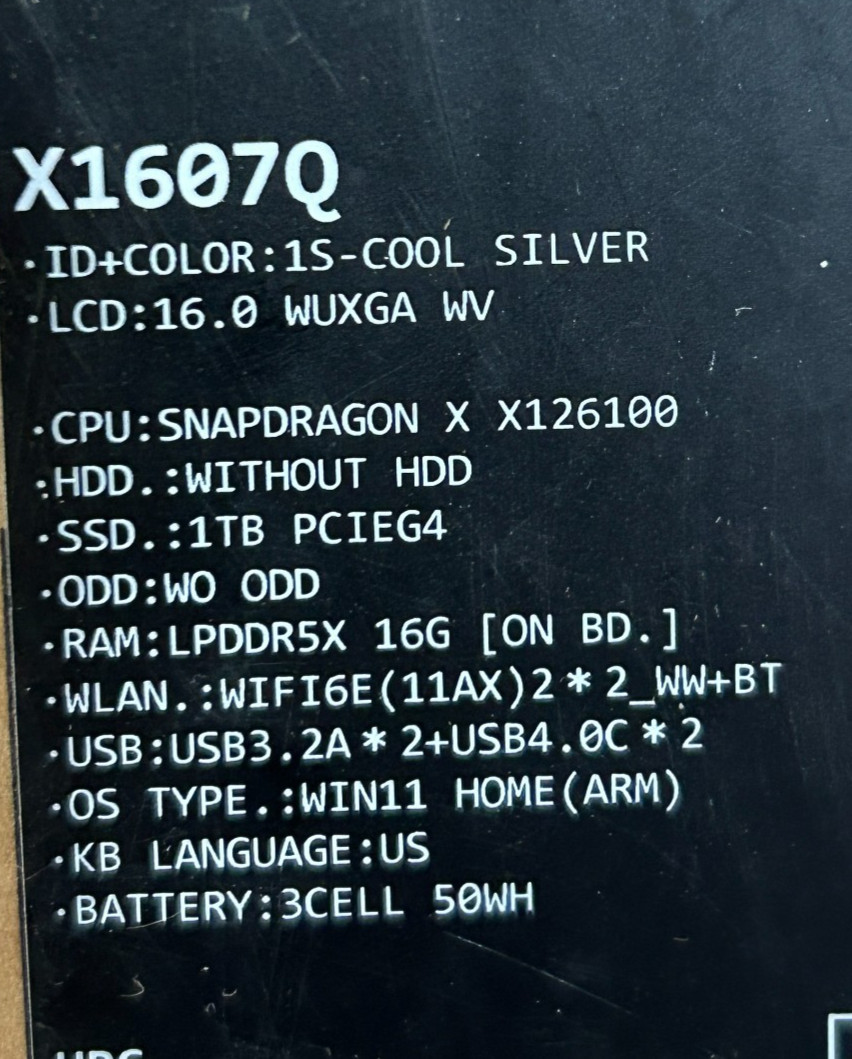 ASUS Vivobook 16 Copilot 16″ Snapdragon X-X126100 16GB 1TB SSD Win 11