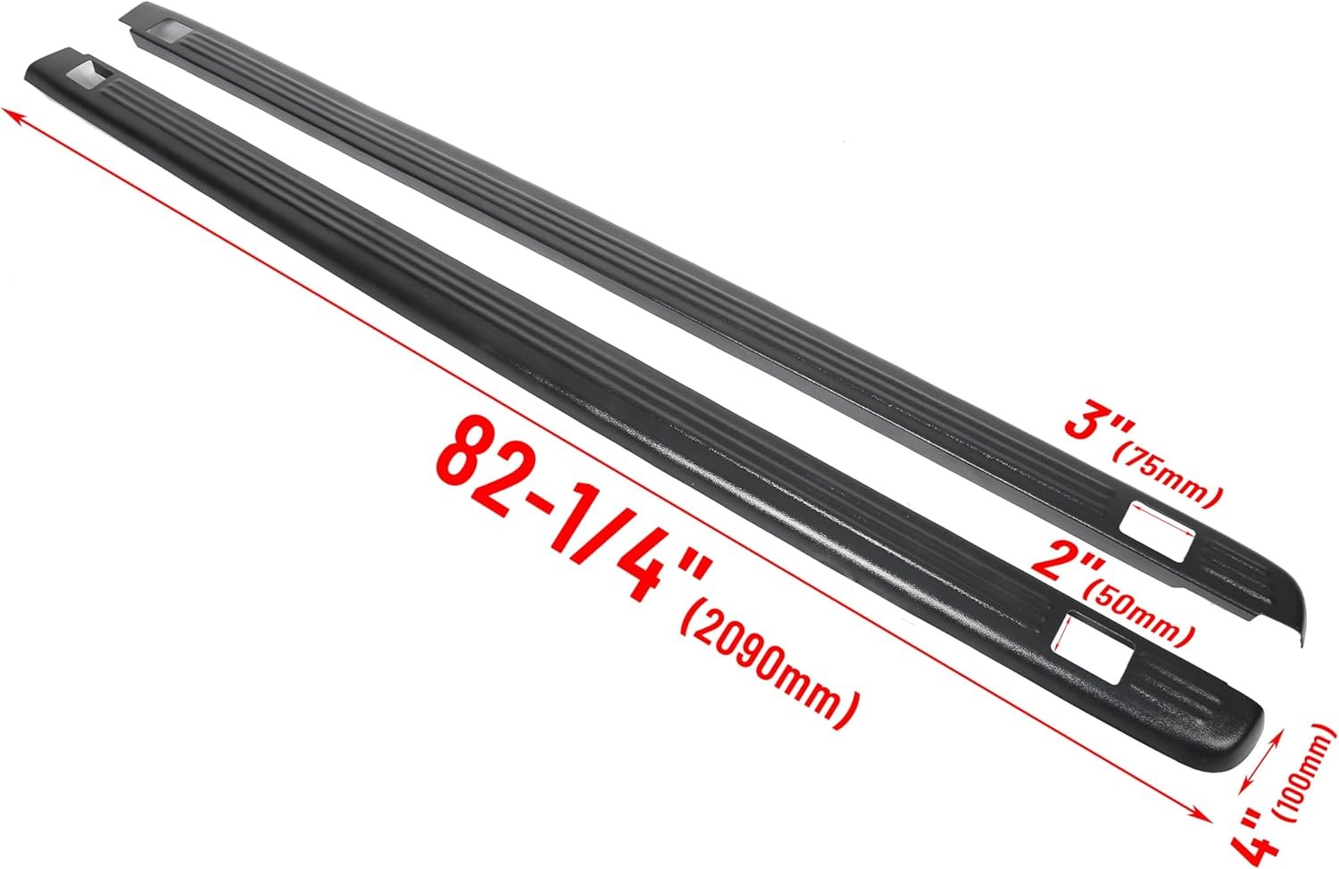 99-06 Chevy Silverado GMC Sierra 6’6″ Bed Rail Caps Pair Black Covers 72-01151