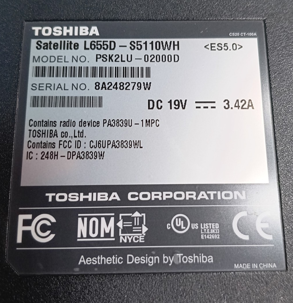 Toshiba Satellite L655D Laptop 8GB RAM 300GB HDD 15.6″ Screen Win 10 Pro Tested
