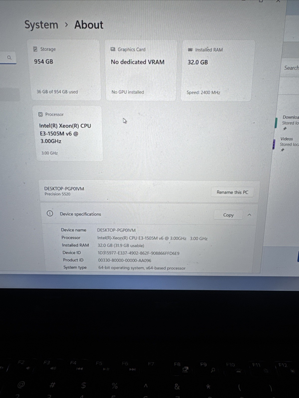 DELL PRECISION 5520 | XEON E3-1505M V6 | 1TB RAM 32GB Win 11 Pro – FAIR BATTERY