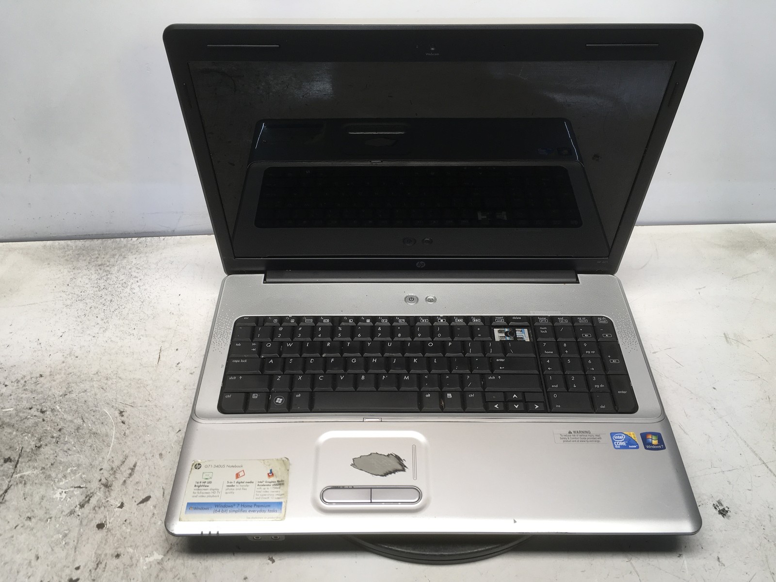 HP G71-340US Intel Core 2 Duo T6600 2.2GHz 4 GB NO HDD No Batt