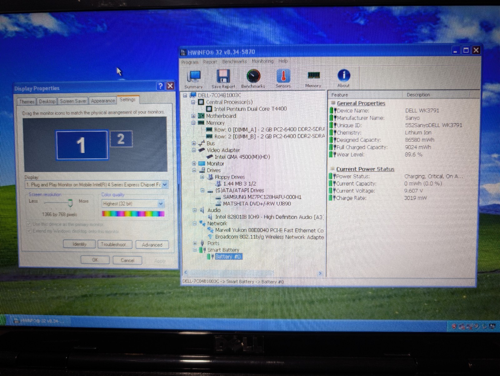 DELL INSPIRON 1545 | PENTIUM DUAL CORE T4400 4GB RAM 128GB SSD | HD WIN XP | DVD