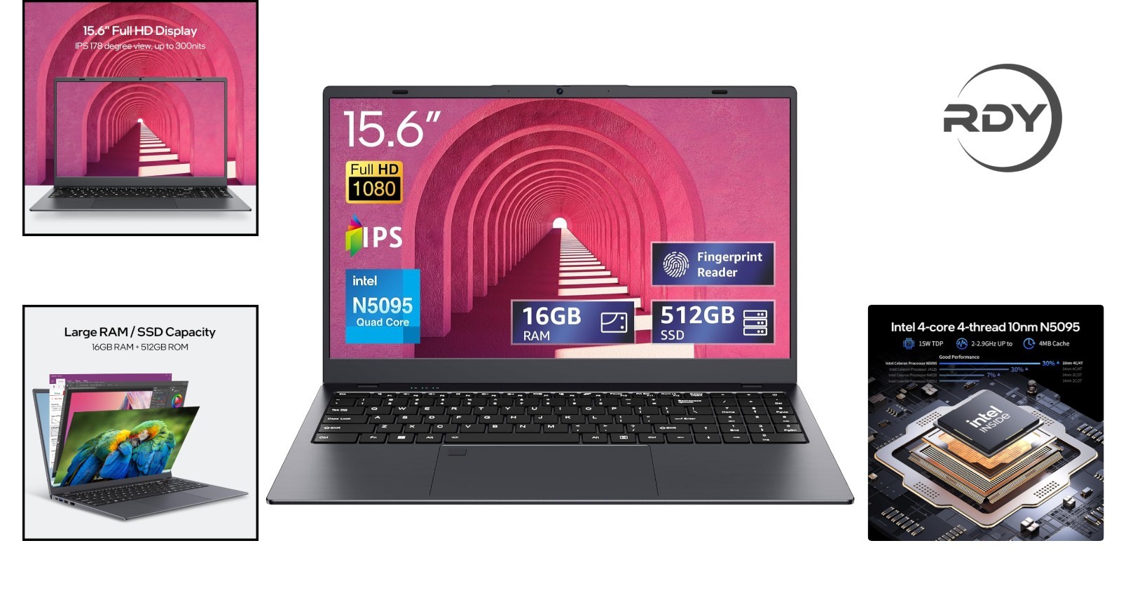 High-Performance 15.6-inch Laptop – 16GB RAM, 512GB SSD, & Fingerprint Unlock