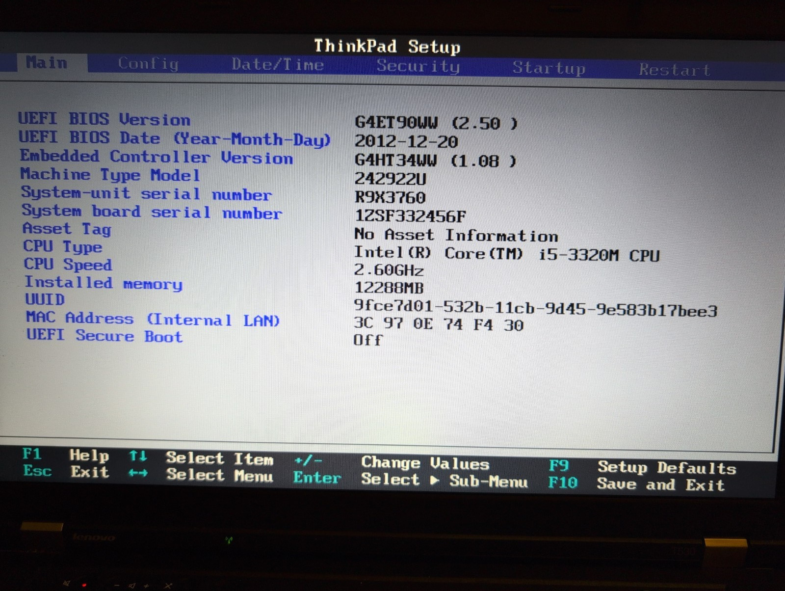 Lenovo Thinkpad T530 15.6” laptop i5-3320M @2.6 gHz No HDD, 12gb RAM For Parts