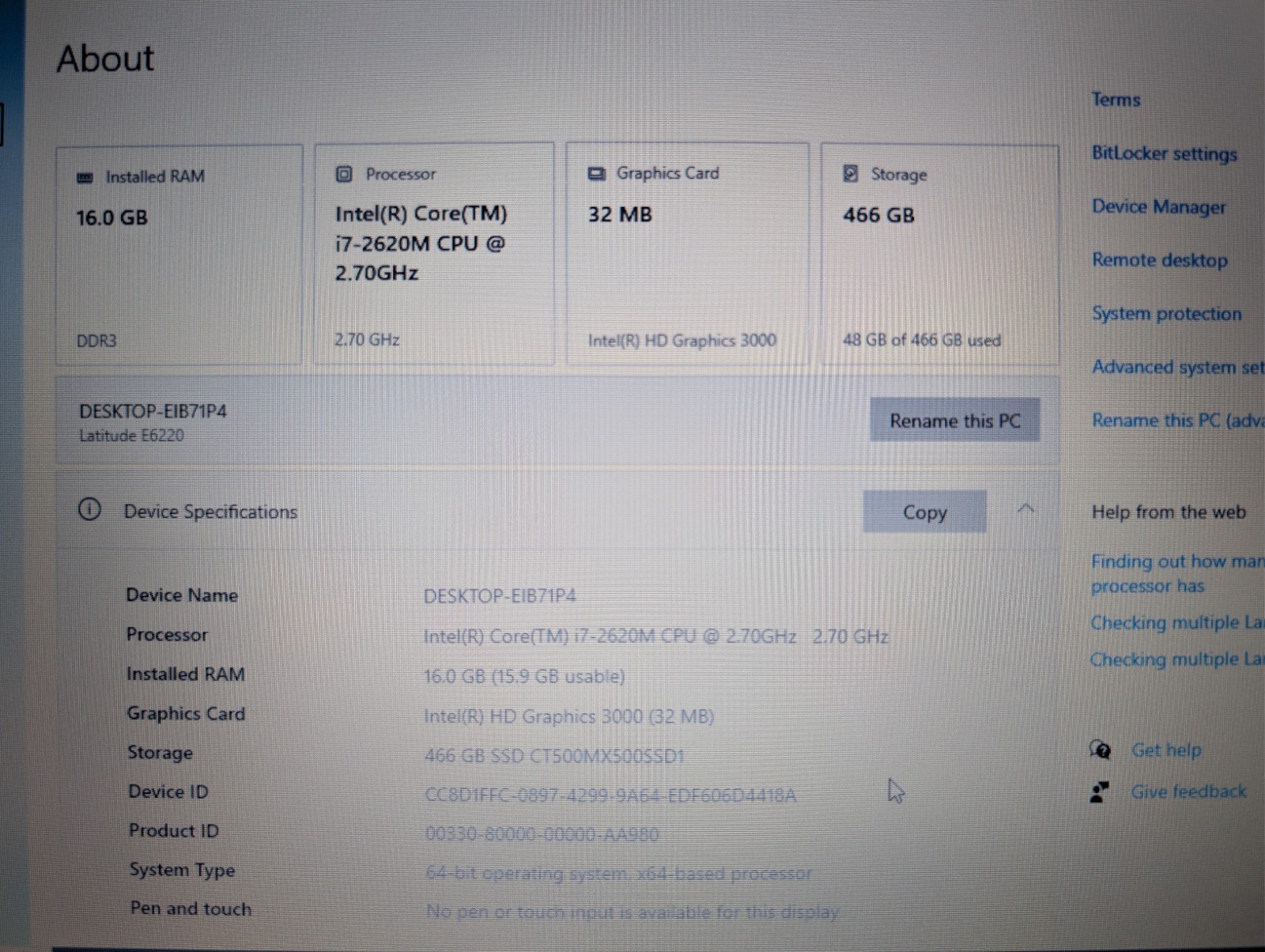 DELL LATITUDE E6220 | i7-2620M 16GB RAM 512GB SSD | Backlit New Batt