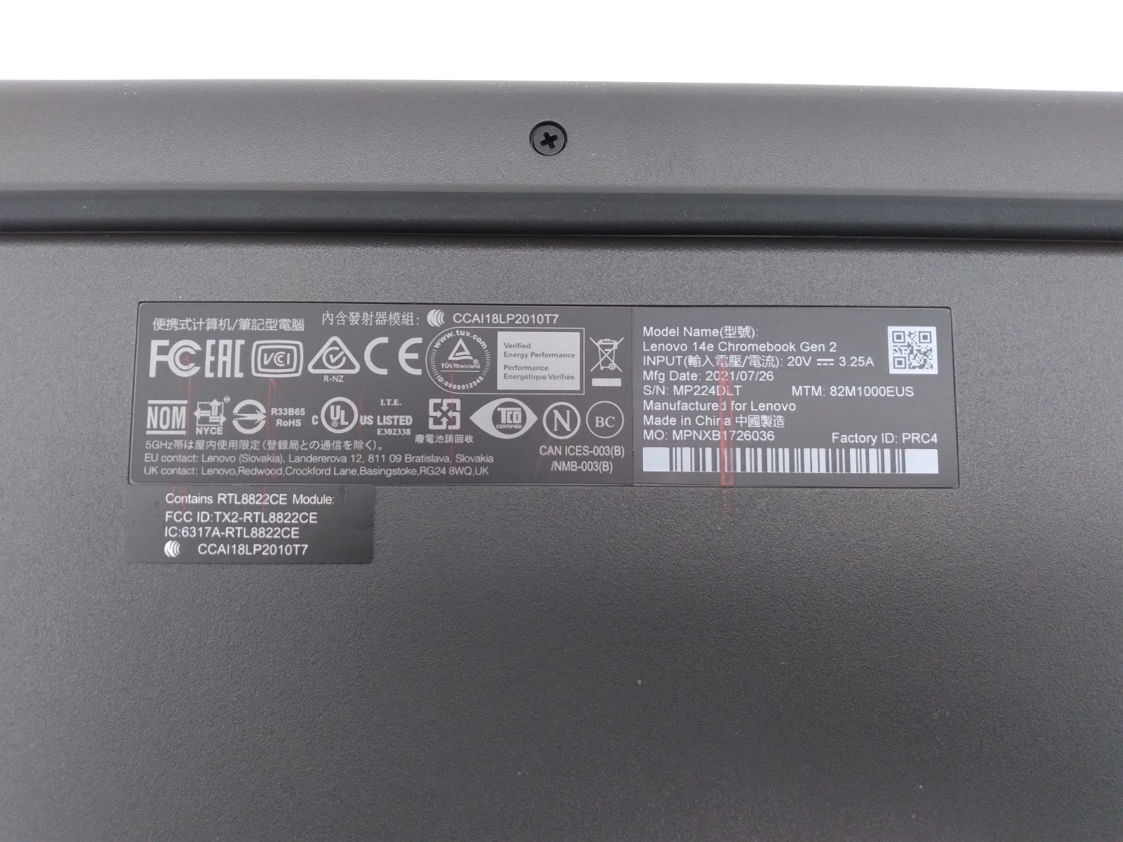 Lenovo 14e Chromebook Gen 2 14″ Touchscreen AMD 3015Ce, 4GB RAM, 32GB EMMC
