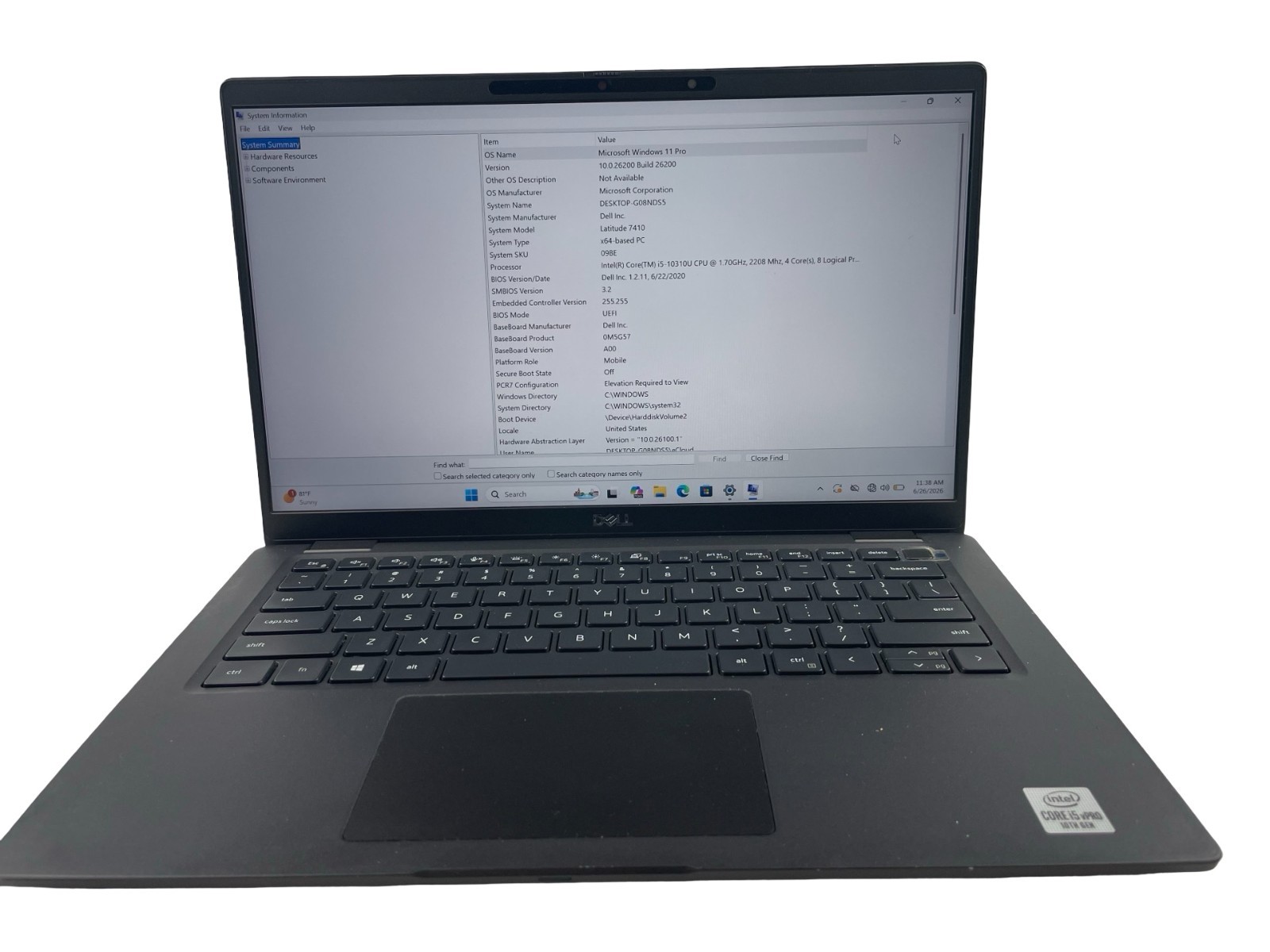 Dell Latitude 7410 14″ Intel Core i5-10310U@1.70GHz 16GB RAM 256GB NVMe W.11Pro