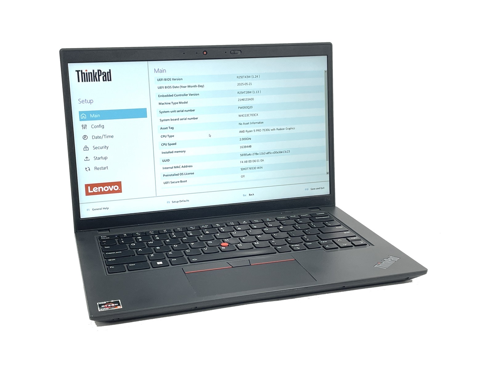 Lenovo ThinkPad L14 Gen 4 Laptop Ryzen 5 Pro 7530U 256GB SSD 16GB RAM – No OS