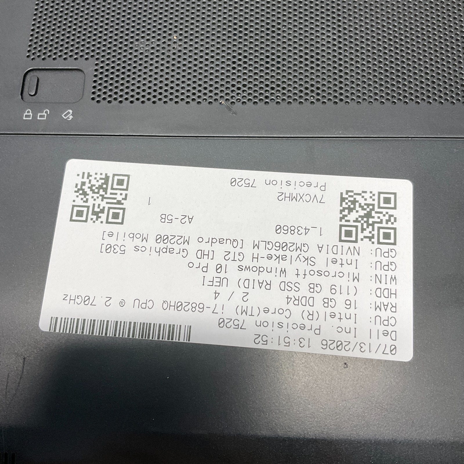 DELL PRECISION 7520 15″ FHD I7-6820HQ 128GB 16GB W10P Quadro M2200 Backlit