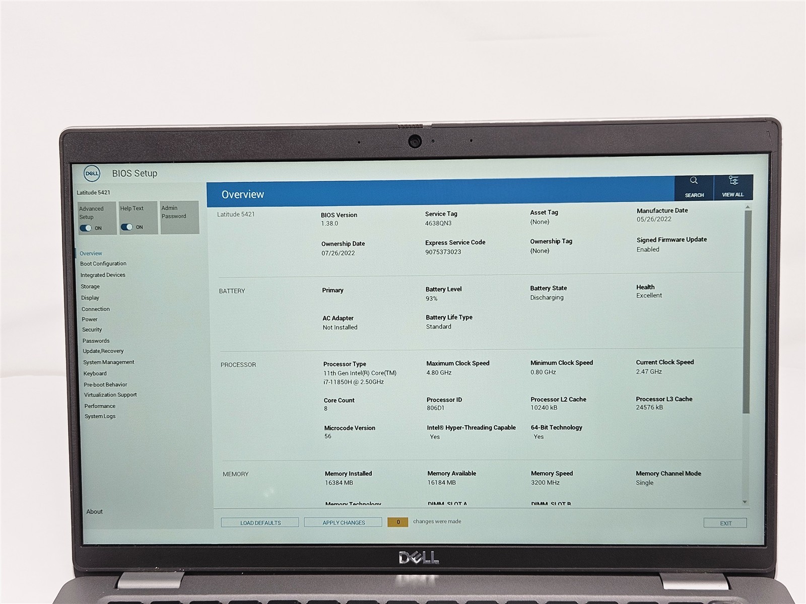 Dell Latitude 5421 14″ 2.5GHz i7-11850H 16GB RAM 256GB SSD No OS discoloration