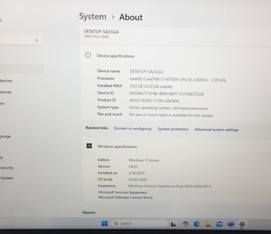 MSI MS-16W2 GF65 THIN 10UE i7 15.6′ NVIDIA RTX 3060
