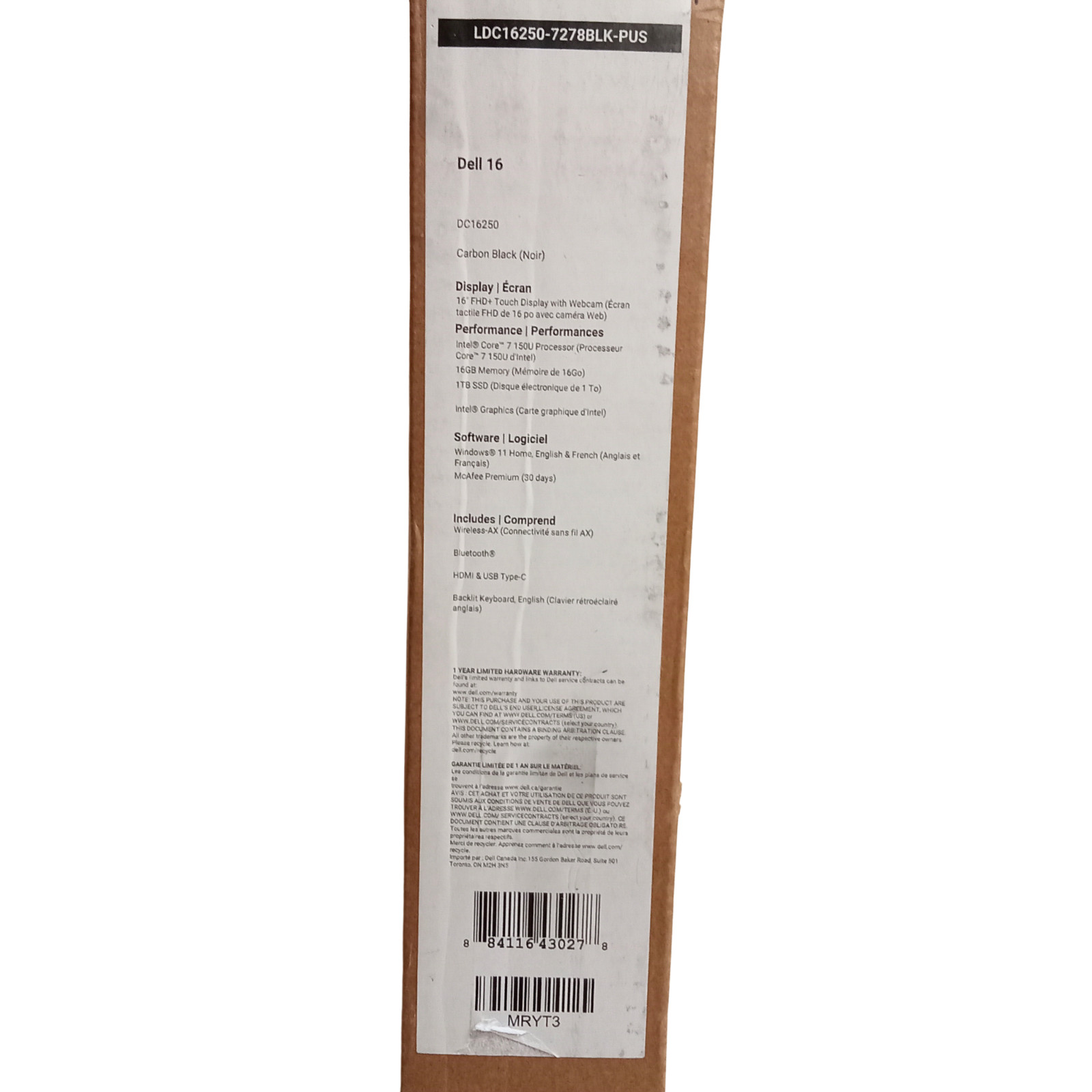 Dell 16 DC16250 16″ FHD+ Intel Core 7 150U 16GB RAM 1TB SSD Win 11 Home, Black