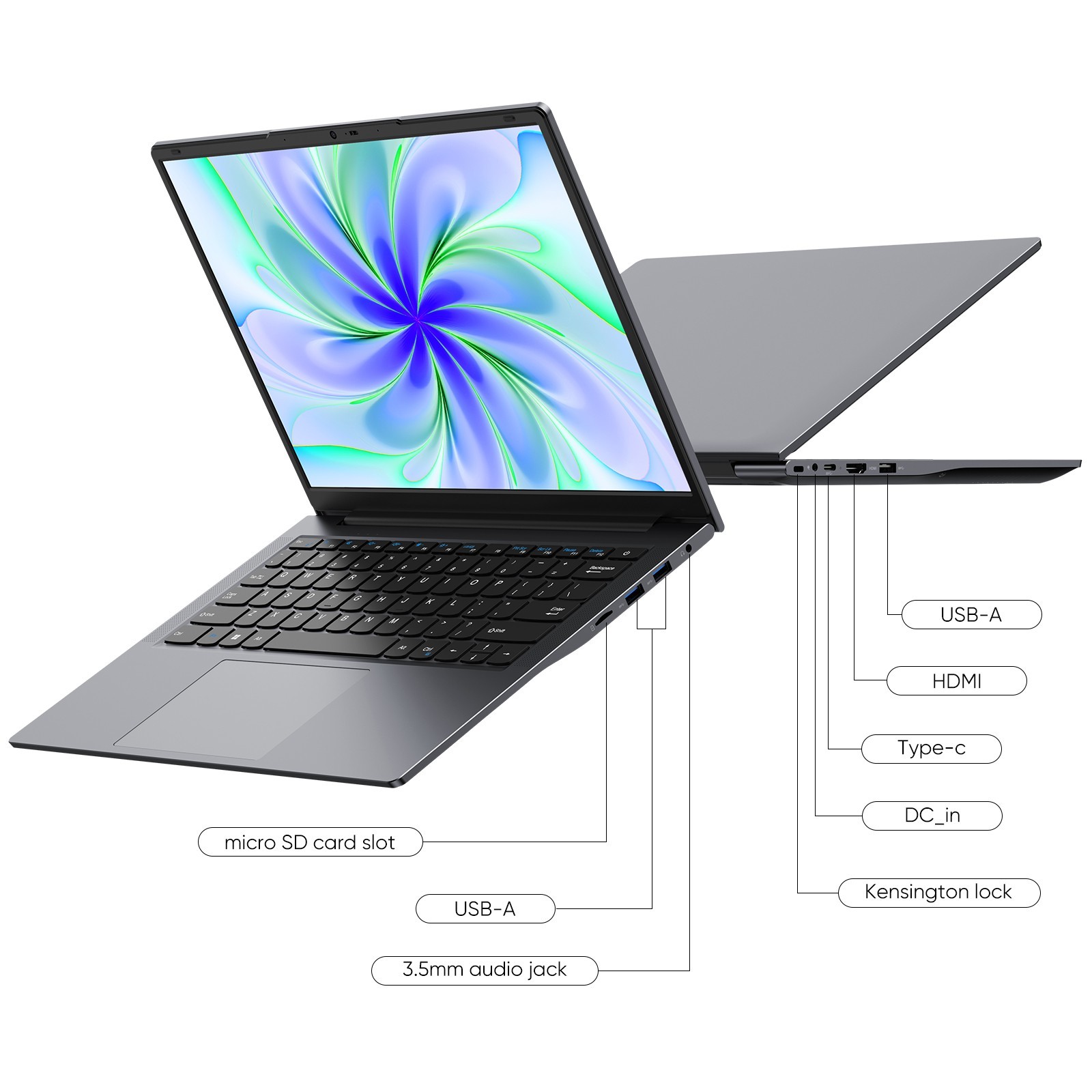 14″ Laptop PC Notebook 16GB+512GB Intel Core 8100Y Up to 3.4GHz IPS Display